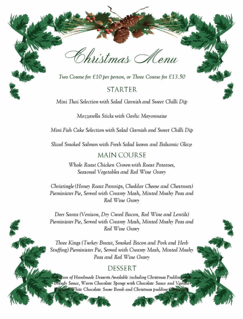Free Printable Menu Template Free Christmas Lunch Menu Xmas Menu Xmas
