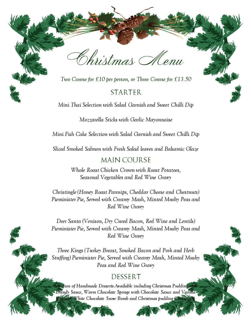 Free Printable Menu Template Free Christmas Lunch Menu Xmas Menu Xmas