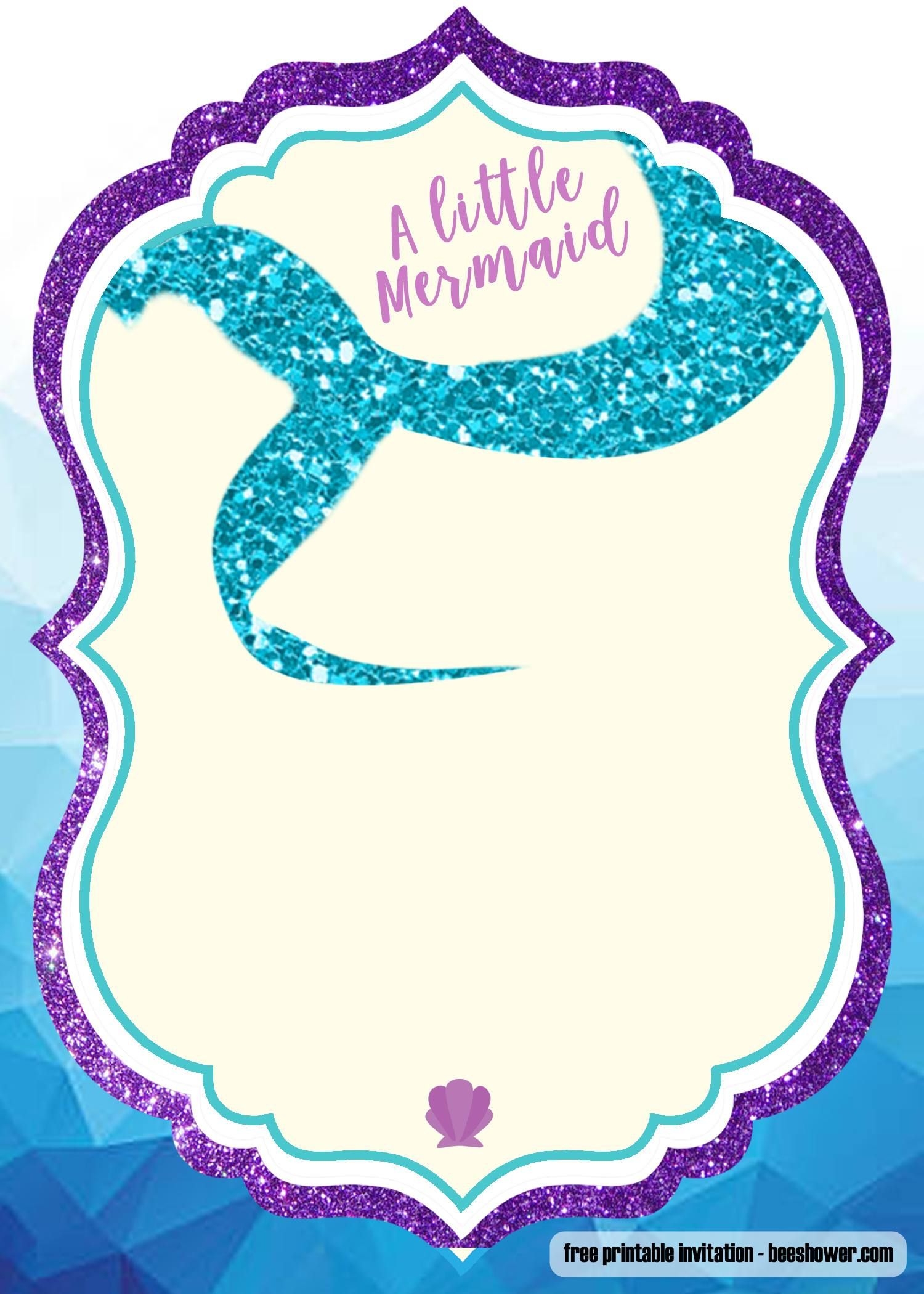 FREE Printable Mermaid Baby Shower Invitation Templates FREE