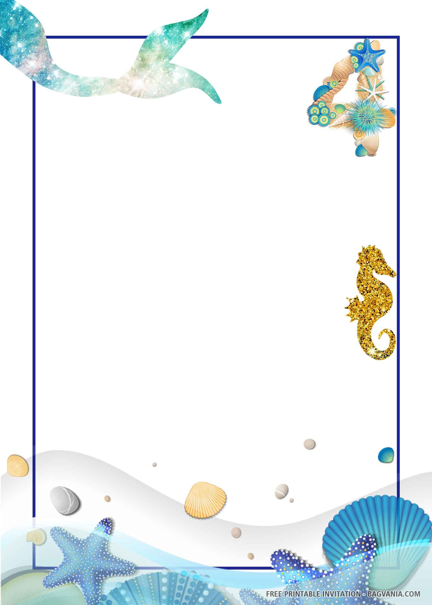  FREE PRINTABLE Mermaid Birthday Invitation Templates FREE