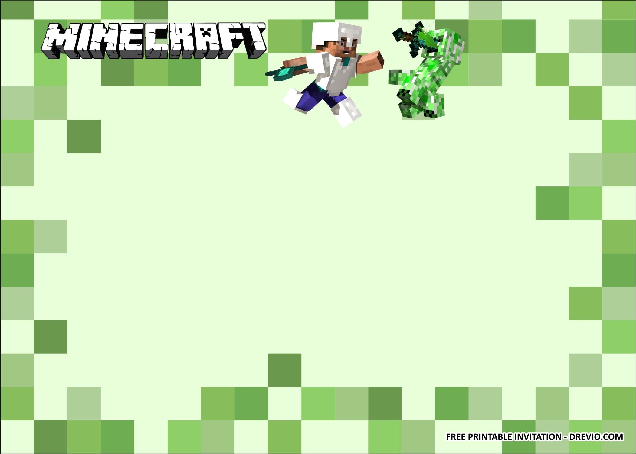  FREE PRINTABLE Minecraft Birthday Party Kits Templates DREVIO