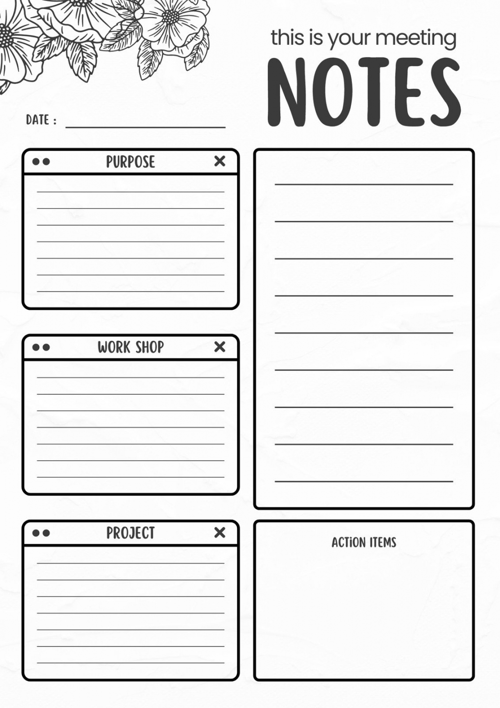 Blank Note Taking Templates