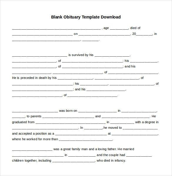Free Printable Obituary Templates 10 Microsoft Word Obituary Templates