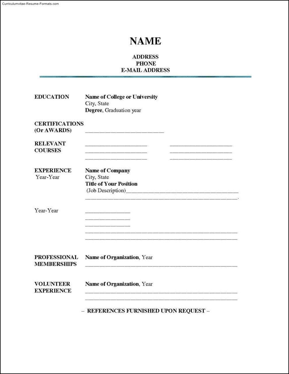Blank Resume Templates Free Download Pdf