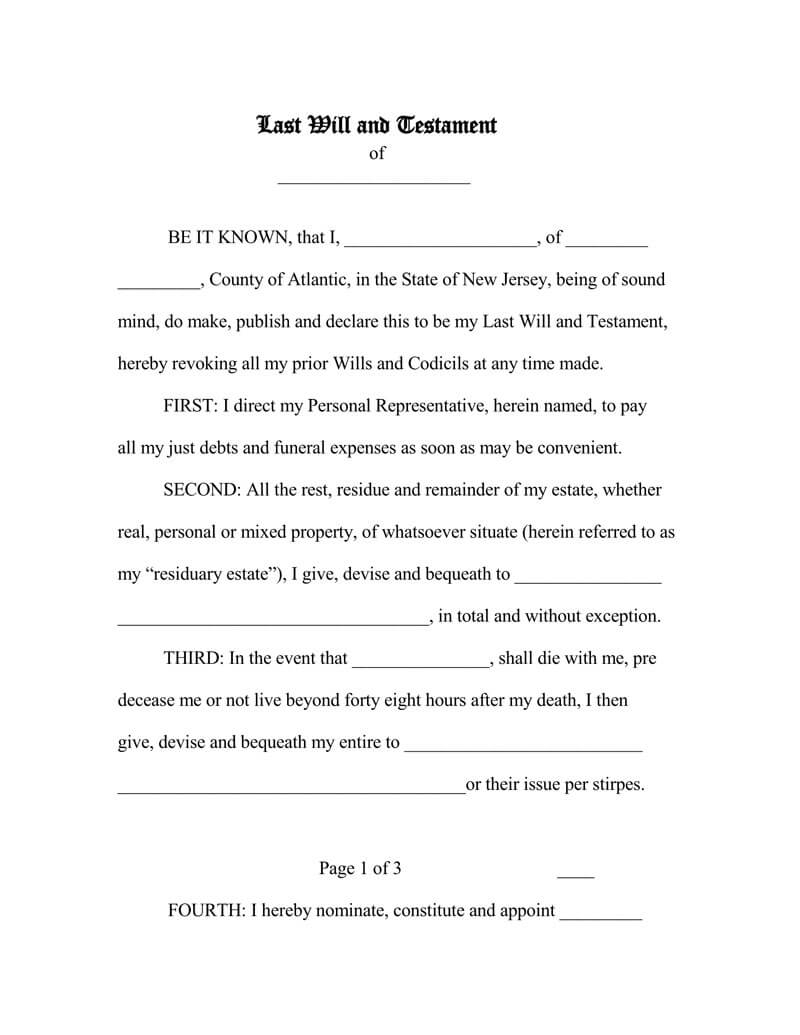 Free Printable Simple Wills Printable Form Templates And Letter