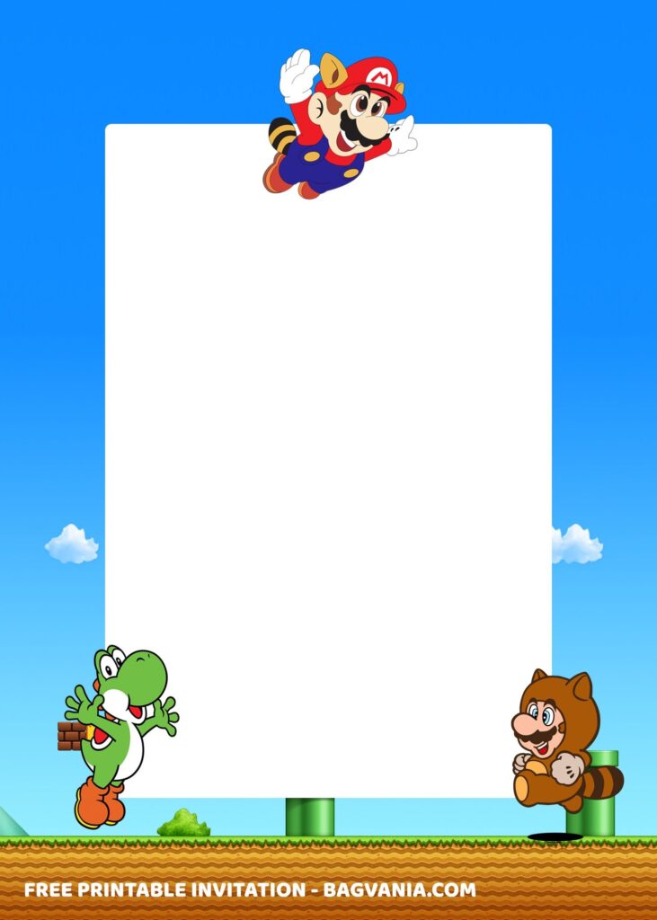 FREE Printable Super Mario Birthday Invitation Templates Birthday
