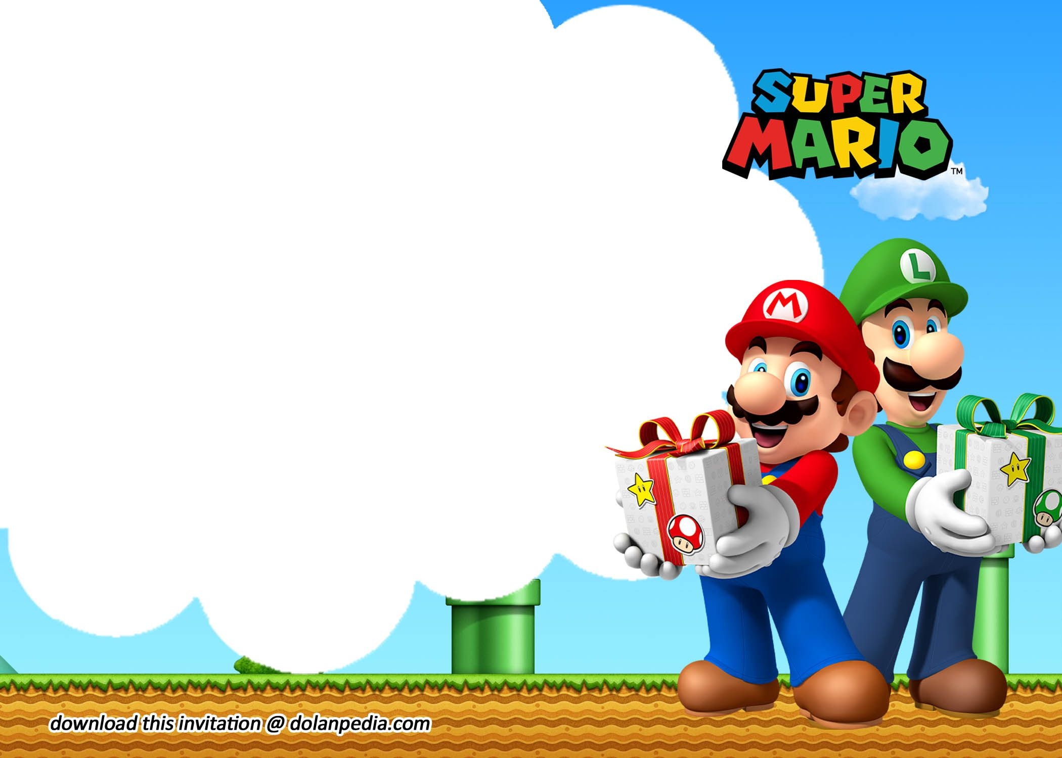 Free Printable Super Mario Invitation Templates Anivers Rio Super