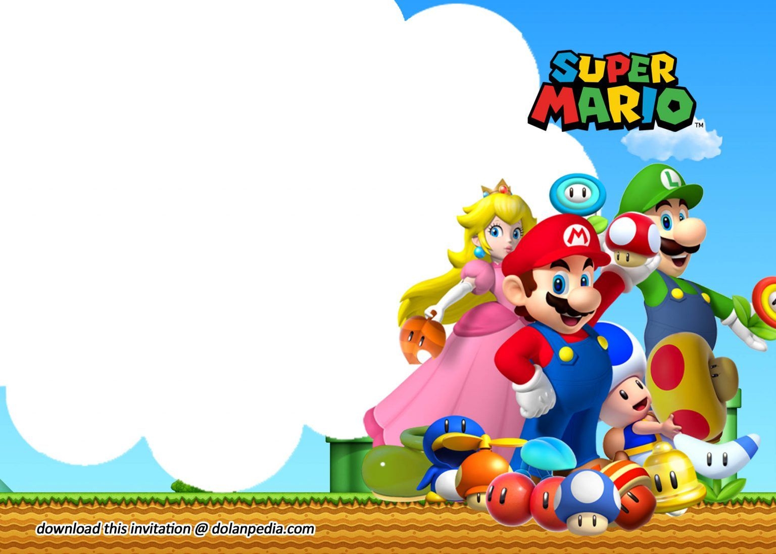 Free Printable Super Mario Invitation Templates Dolanpedia Birthday