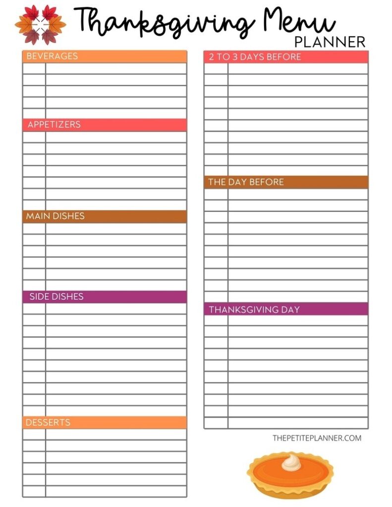 FREE Printable Thanksgiving Menu Planner Plan Your Fave Holiday Dishes