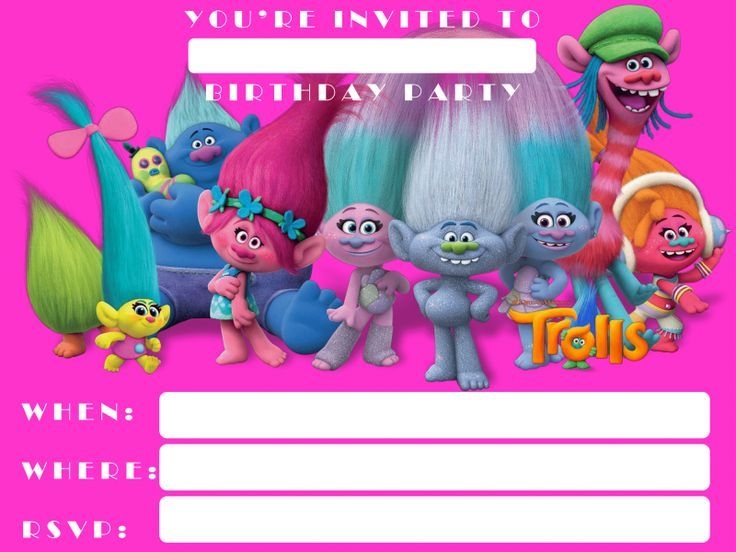 FREE Printable Trolls Invitation Template Dolanpedia Printable
