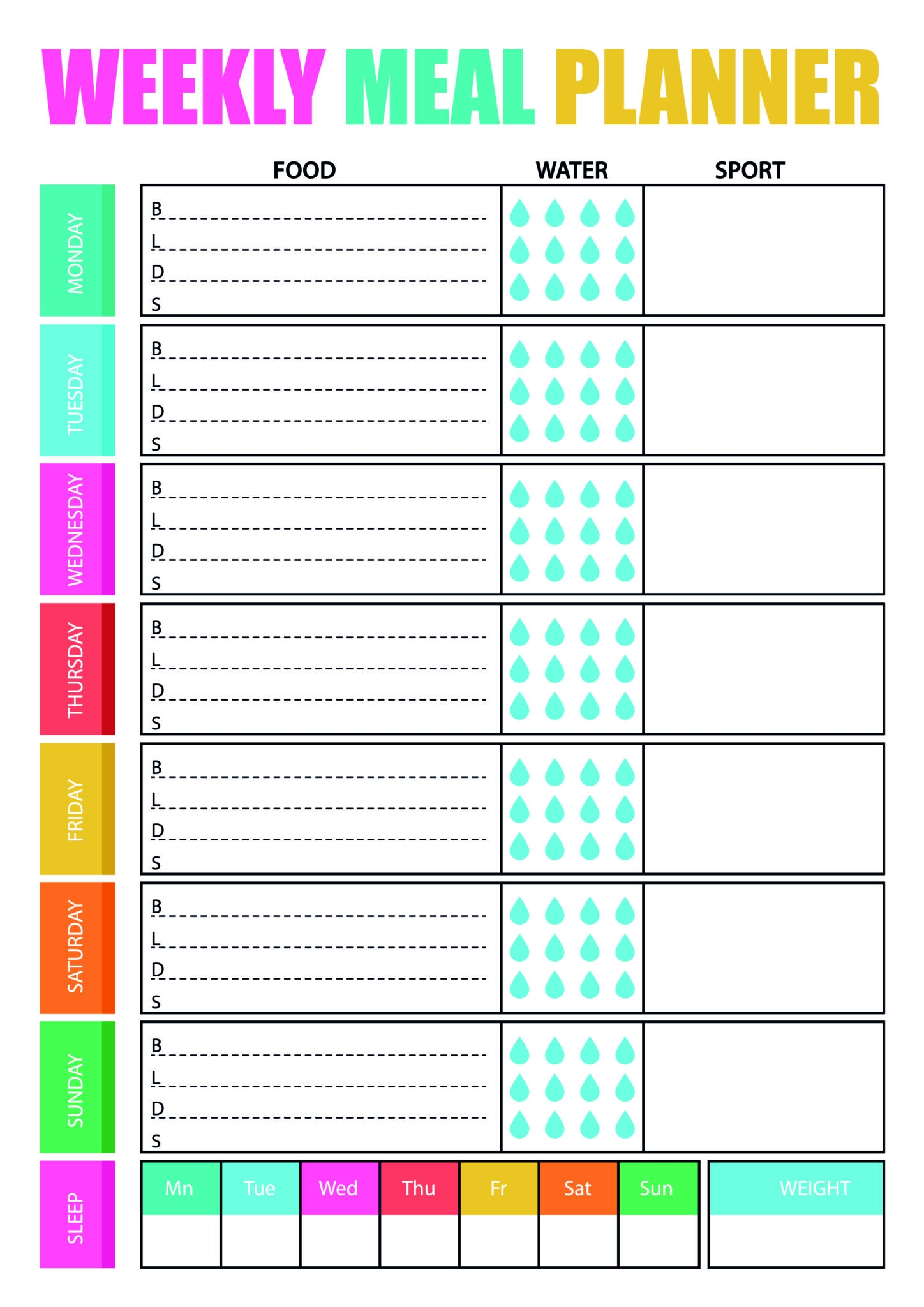 Free Printable Weekly Meal Planner Fikopoint