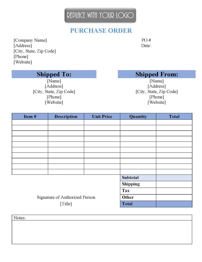 FREE Purchase Order Template Instant Download