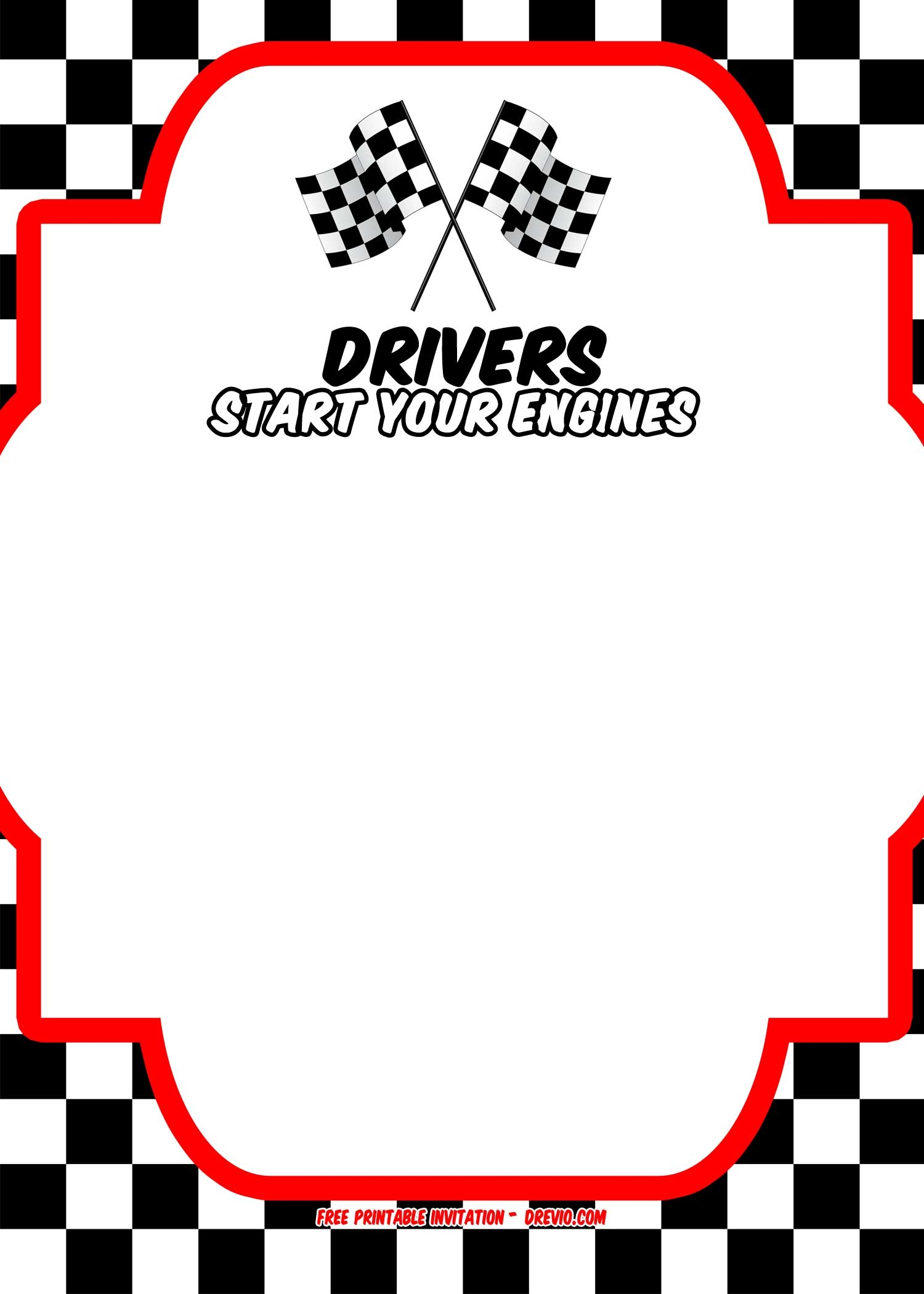 Blank Race Car Invitation Templates