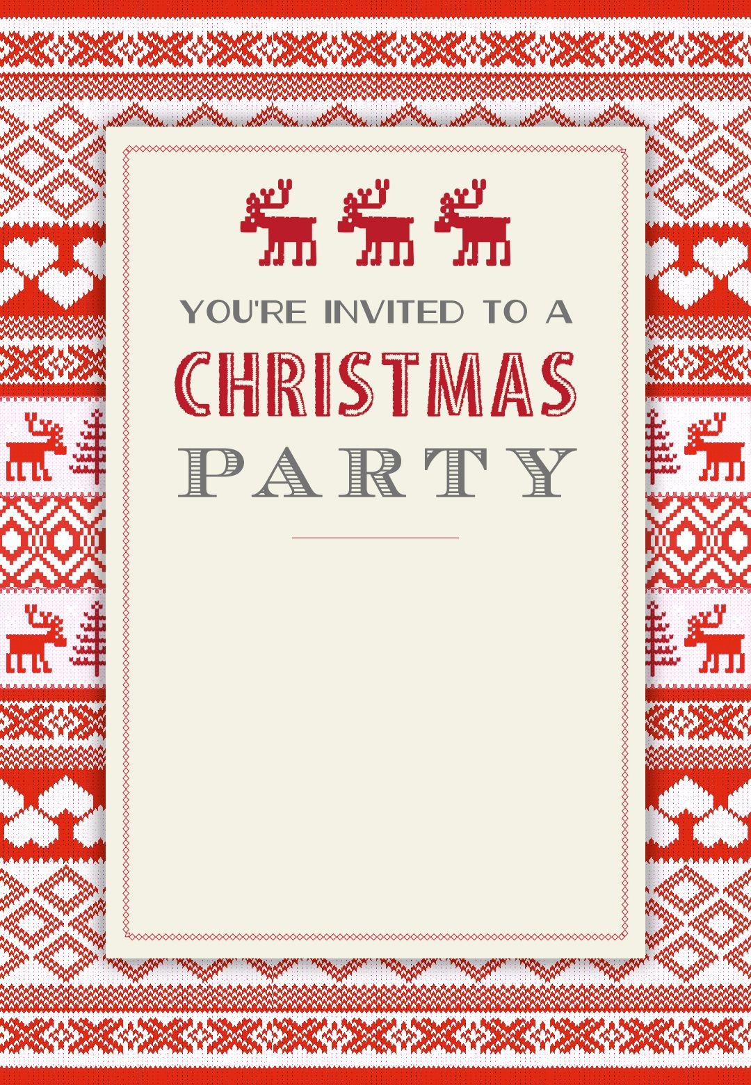 Free Sweaters Pattern Christmas Invitation Template