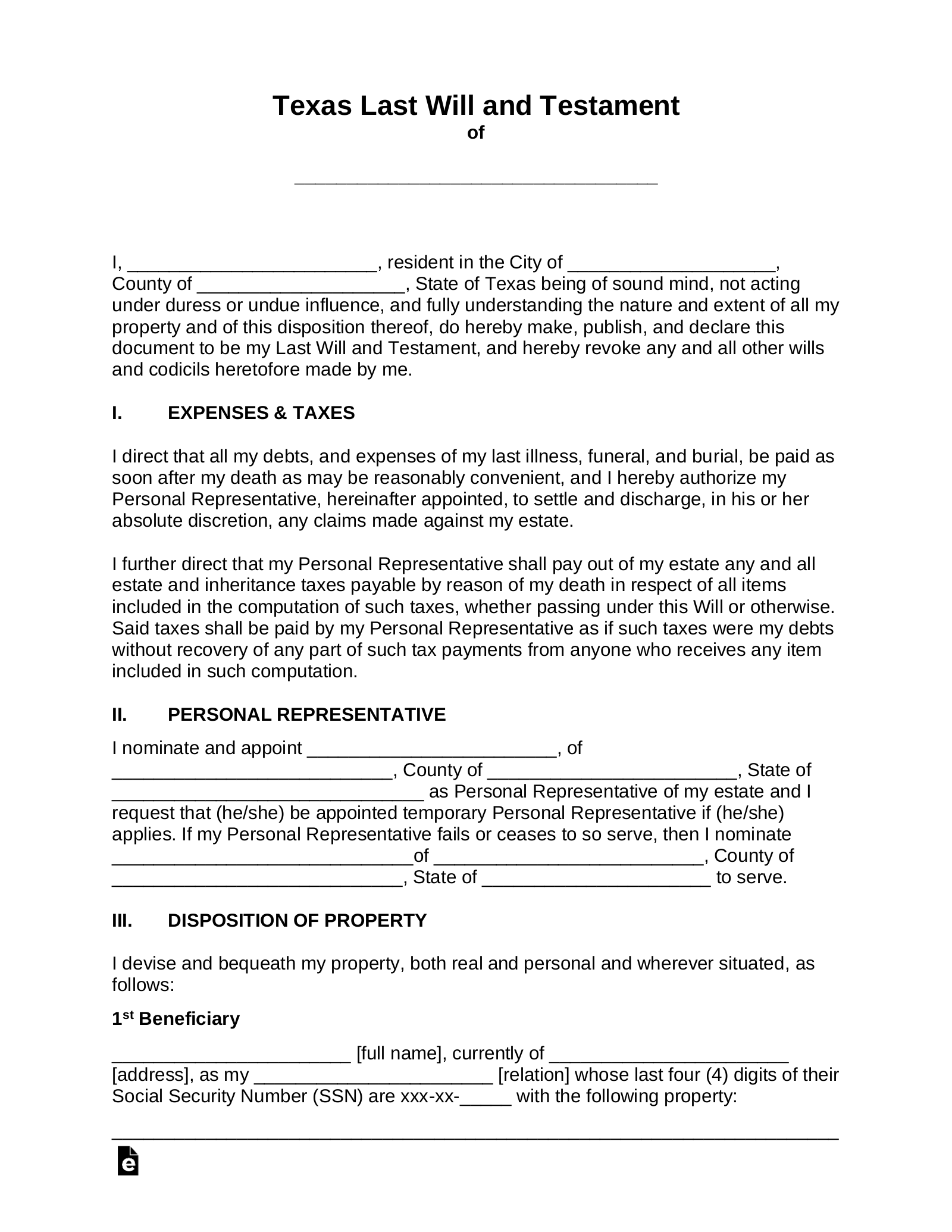 Free Texas Self Proving Affidavit Form PDF Word EForms