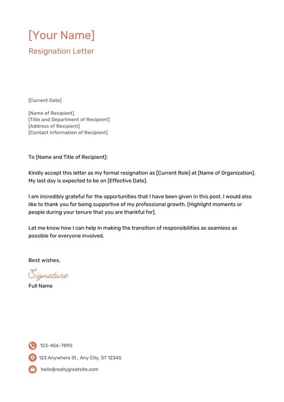 Free To Edit And Print Resignation Letter Templates Canva