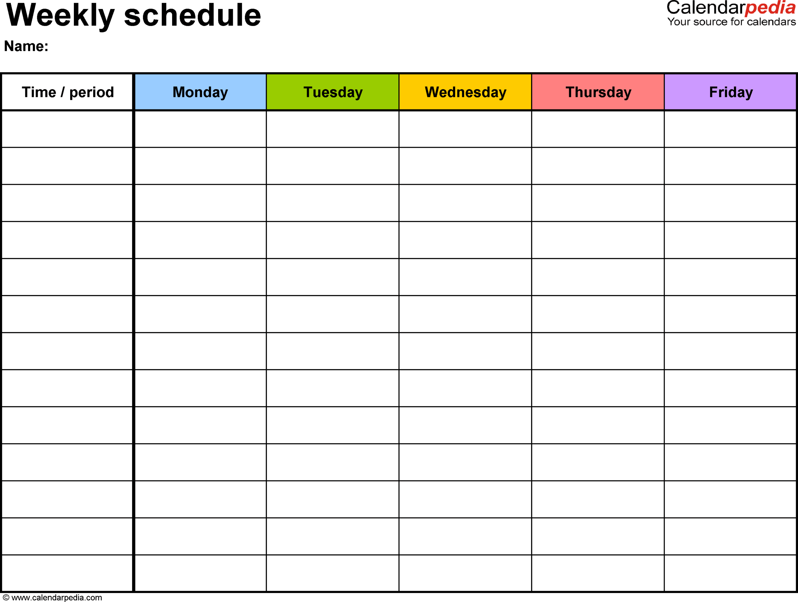 Free Weekly Schedules For PDF 18 Templates School Schedule