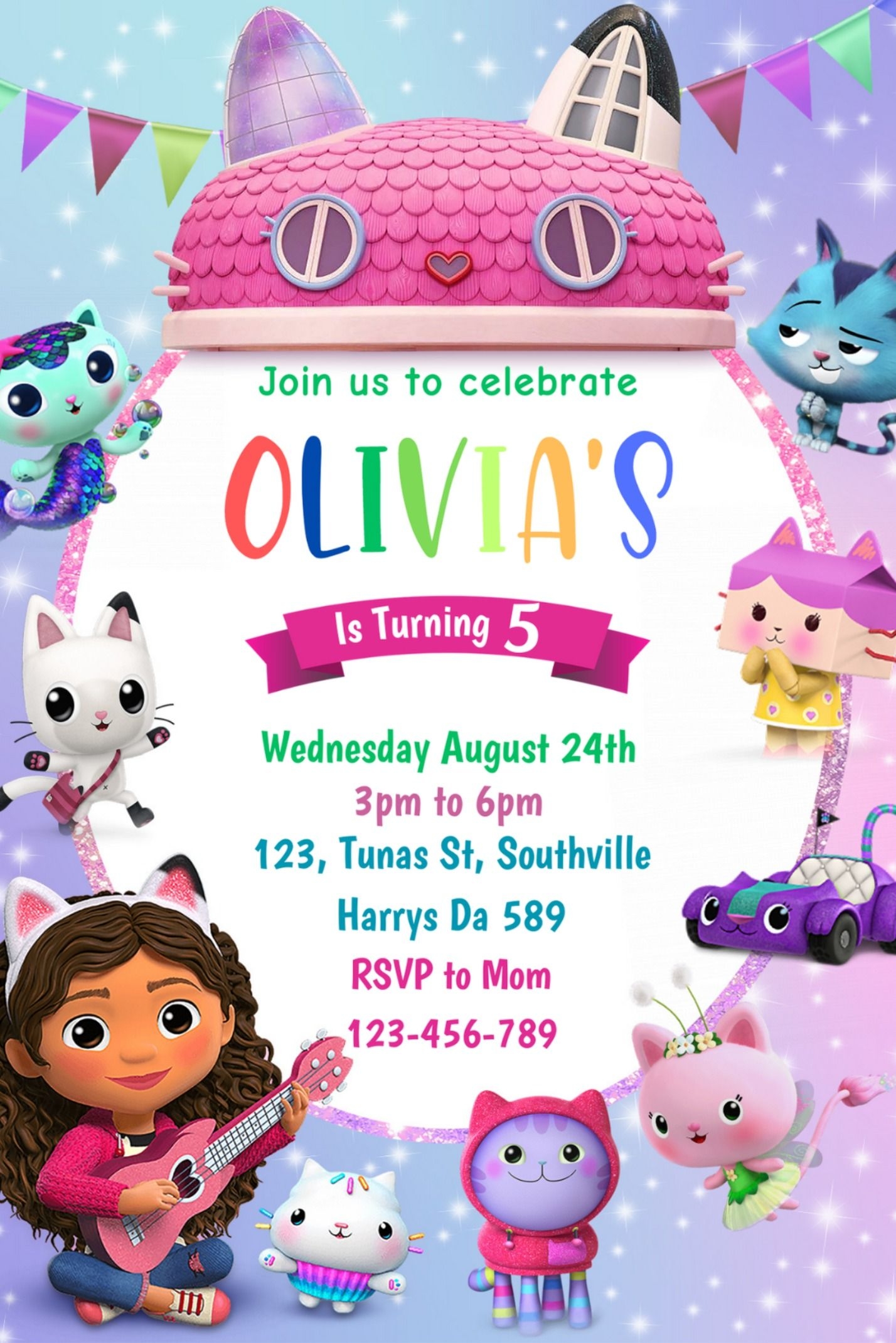 Gabby S Dollhouse Birthday Invitation Template Canva 4 In 2024