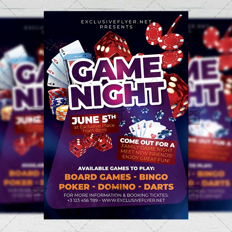 Game Night Flyer PSD Template Psd Templates Free Business Card