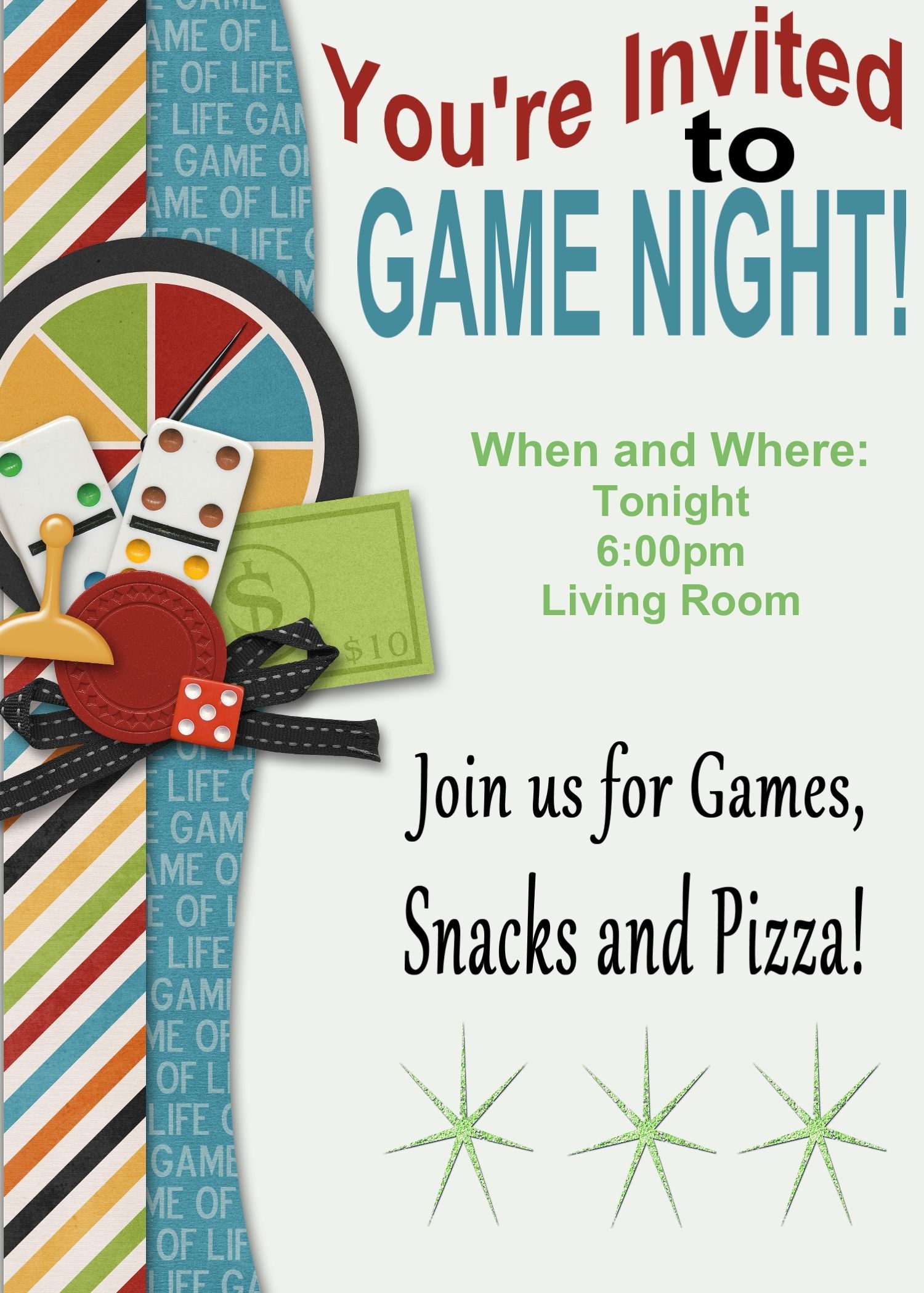 Blank Game Night Invitation Templates