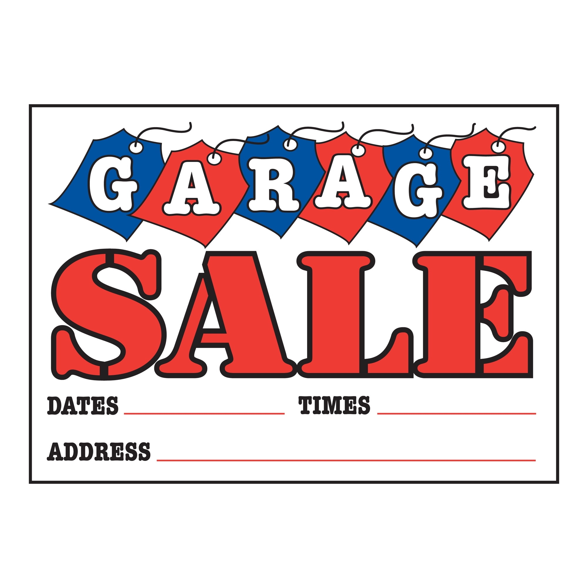 Garage Sale Sign With Tags Walmart