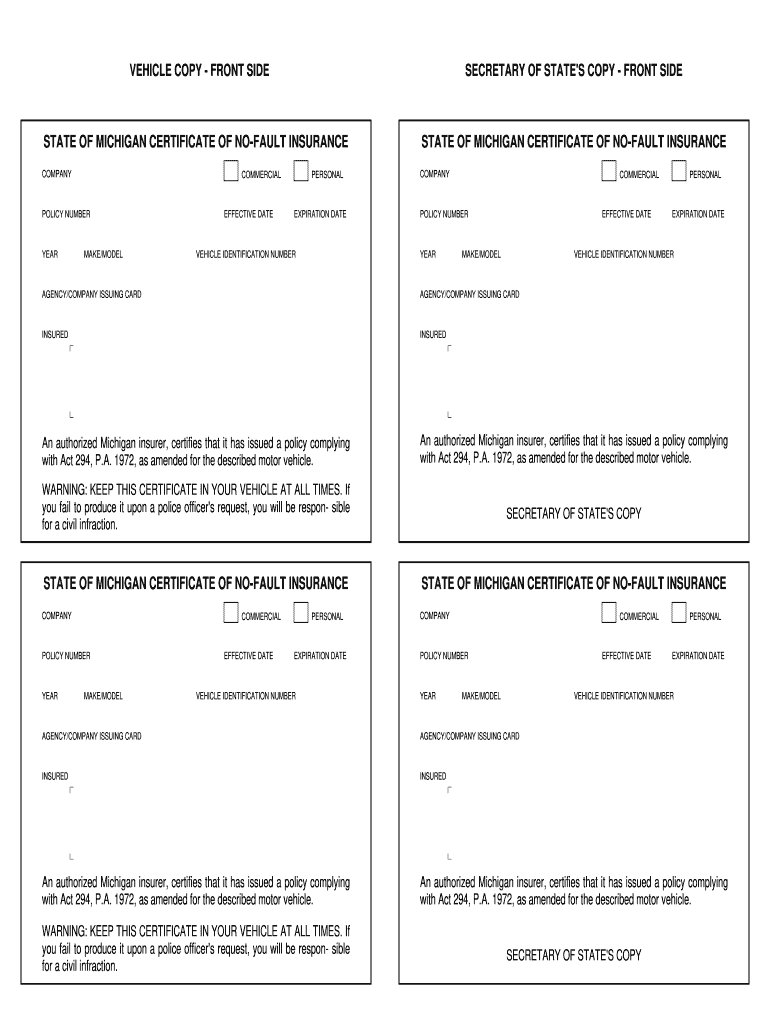 Fillable Free Blank Insurance Card Templates