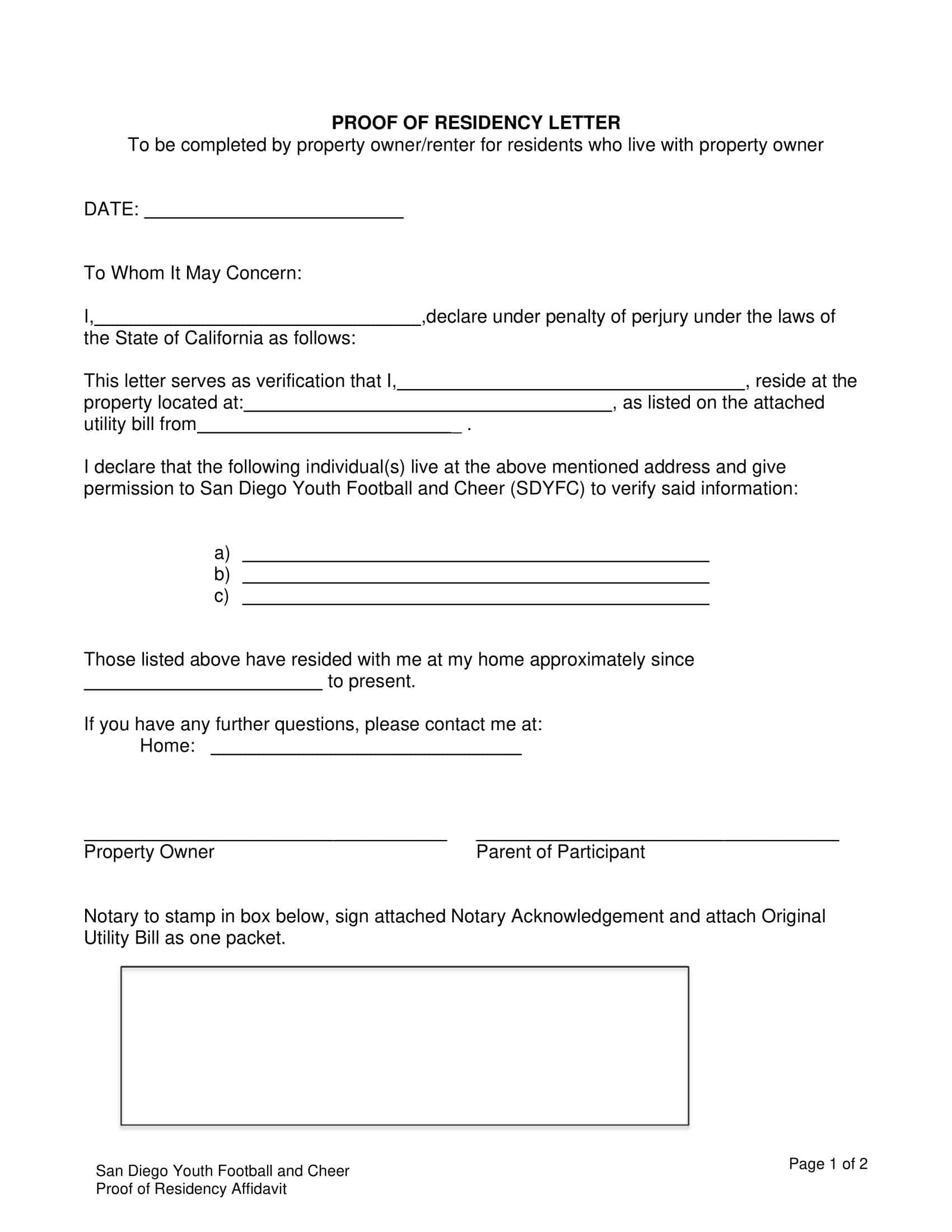 General Stay Away Letter