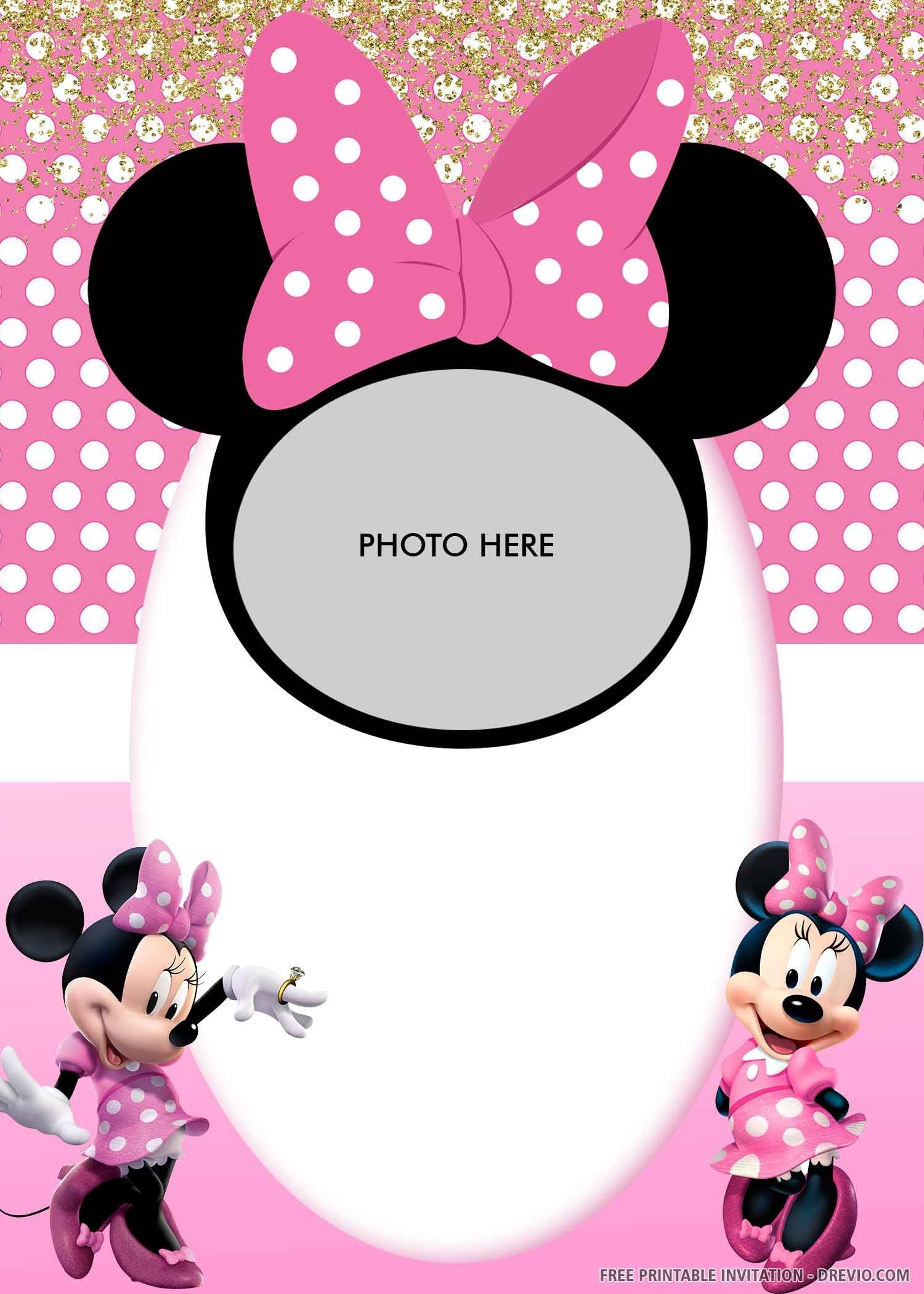Get FREE PRINTABLE Minnie Mouse S Pink Bandana Birthday Invitation