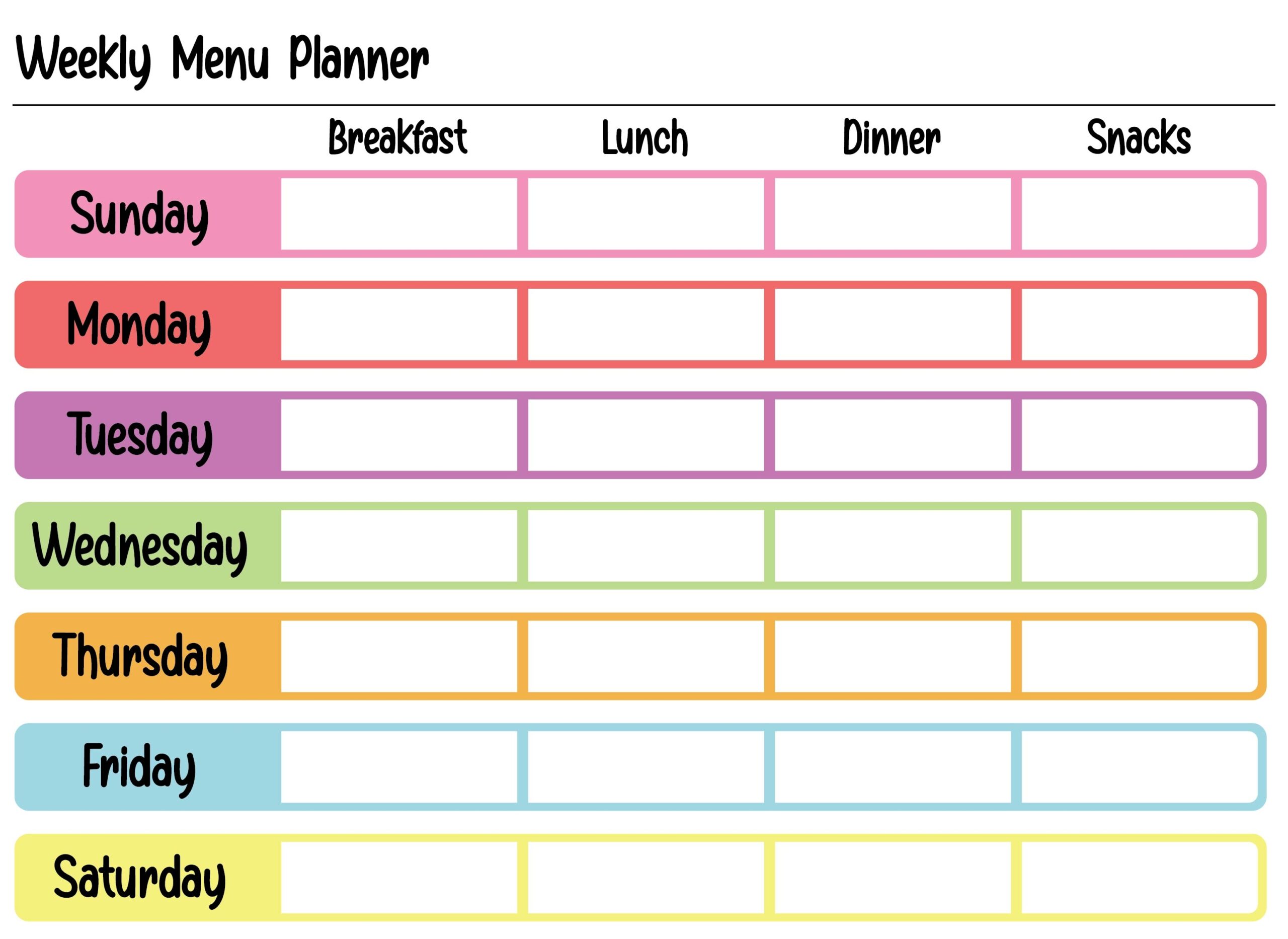 Blank Weekly Planner Templates