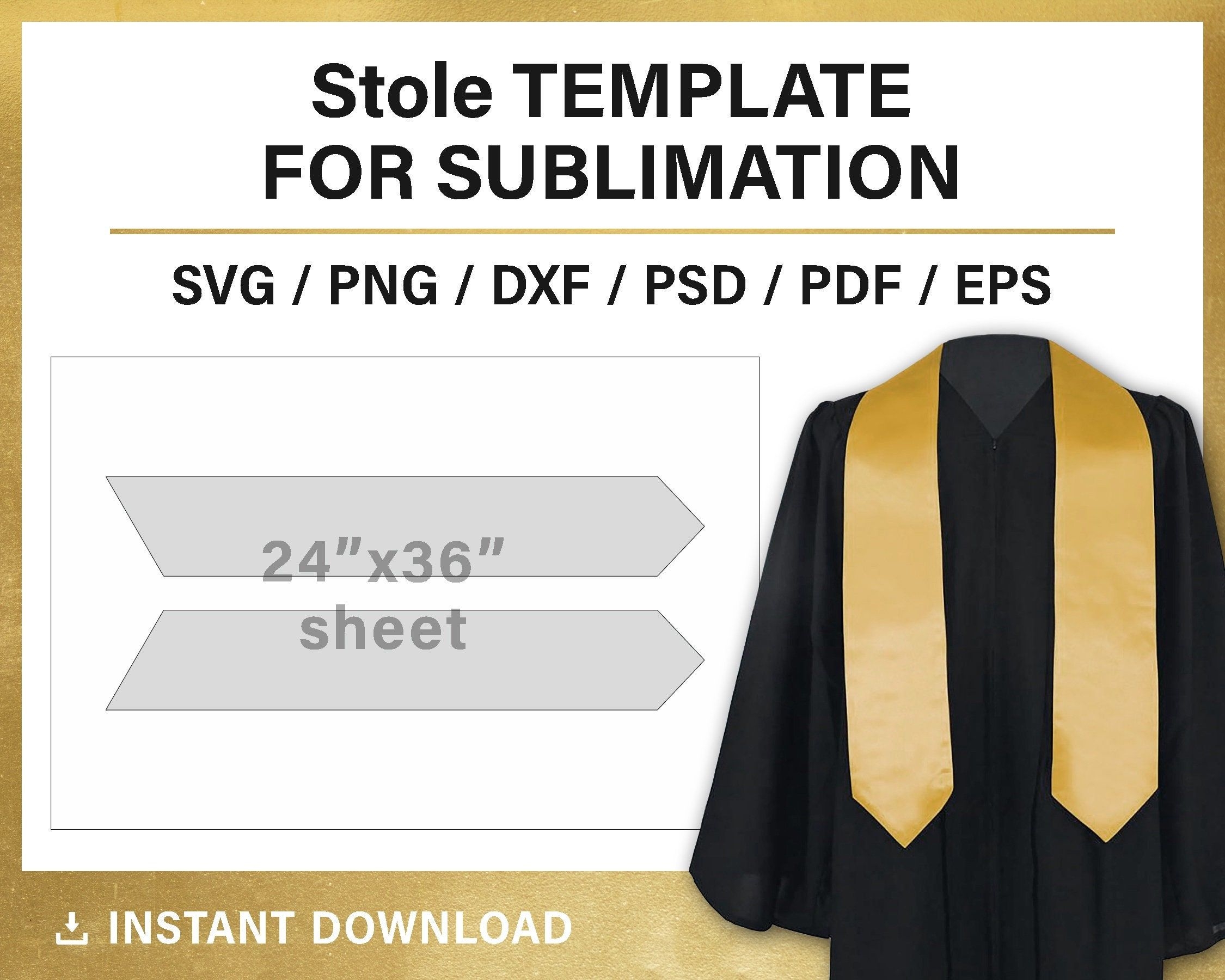 Graduation Stole Blank Template For Sublimation Stole Etsy In 2022