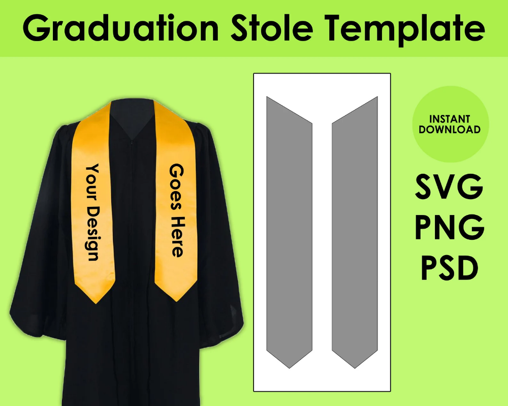 Graduation Stole Template Sheet SVG PNG PSD Etsy Graduation Stole