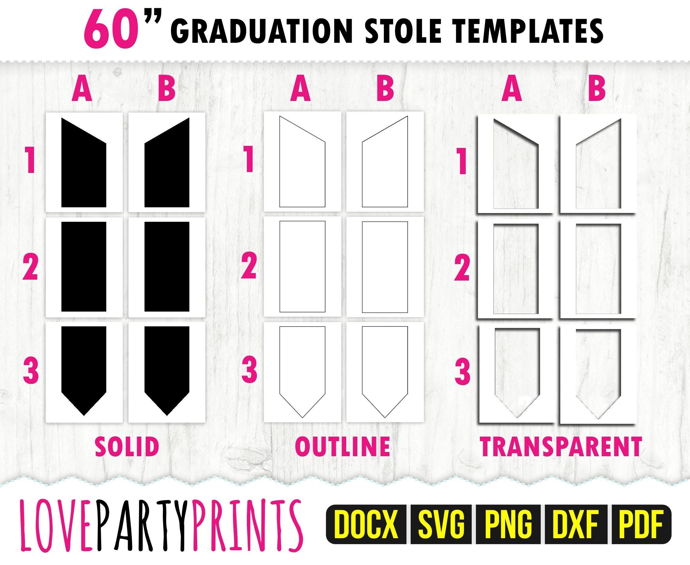 Graduation Stole Template Svg Pdf Png Dxf 60 Blank Template 8 5x11