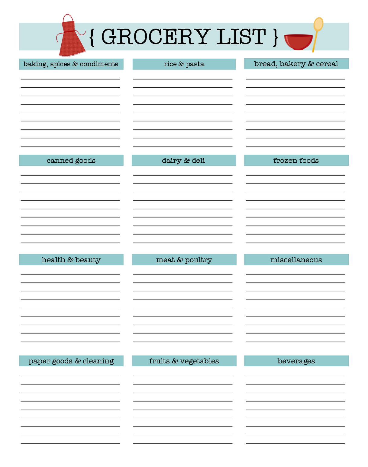 Grocery List Notion Template