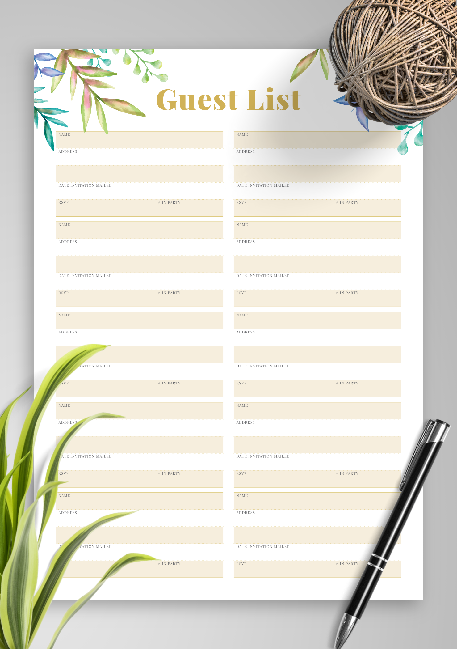 Guest List Printable Vrogue Co