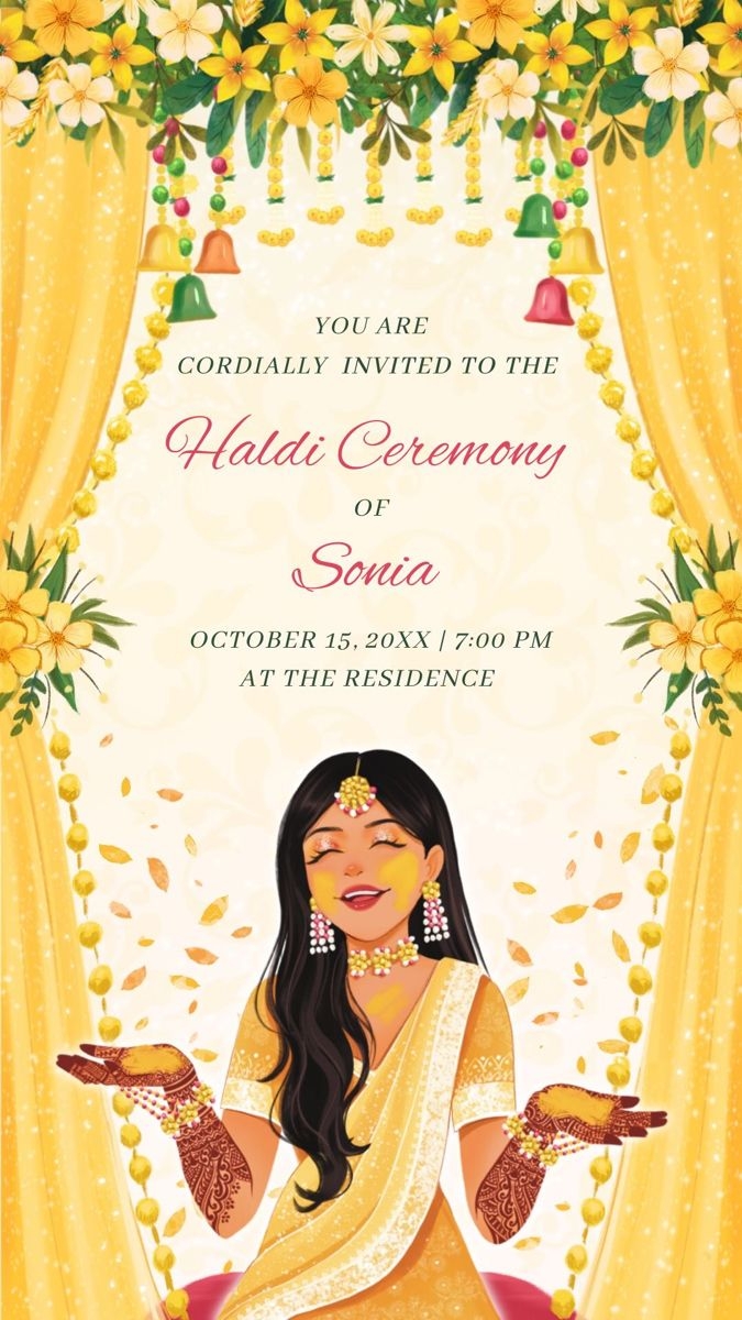 Haldi Invitation Template Haldi Ceremony Invite Whatsapp Invit