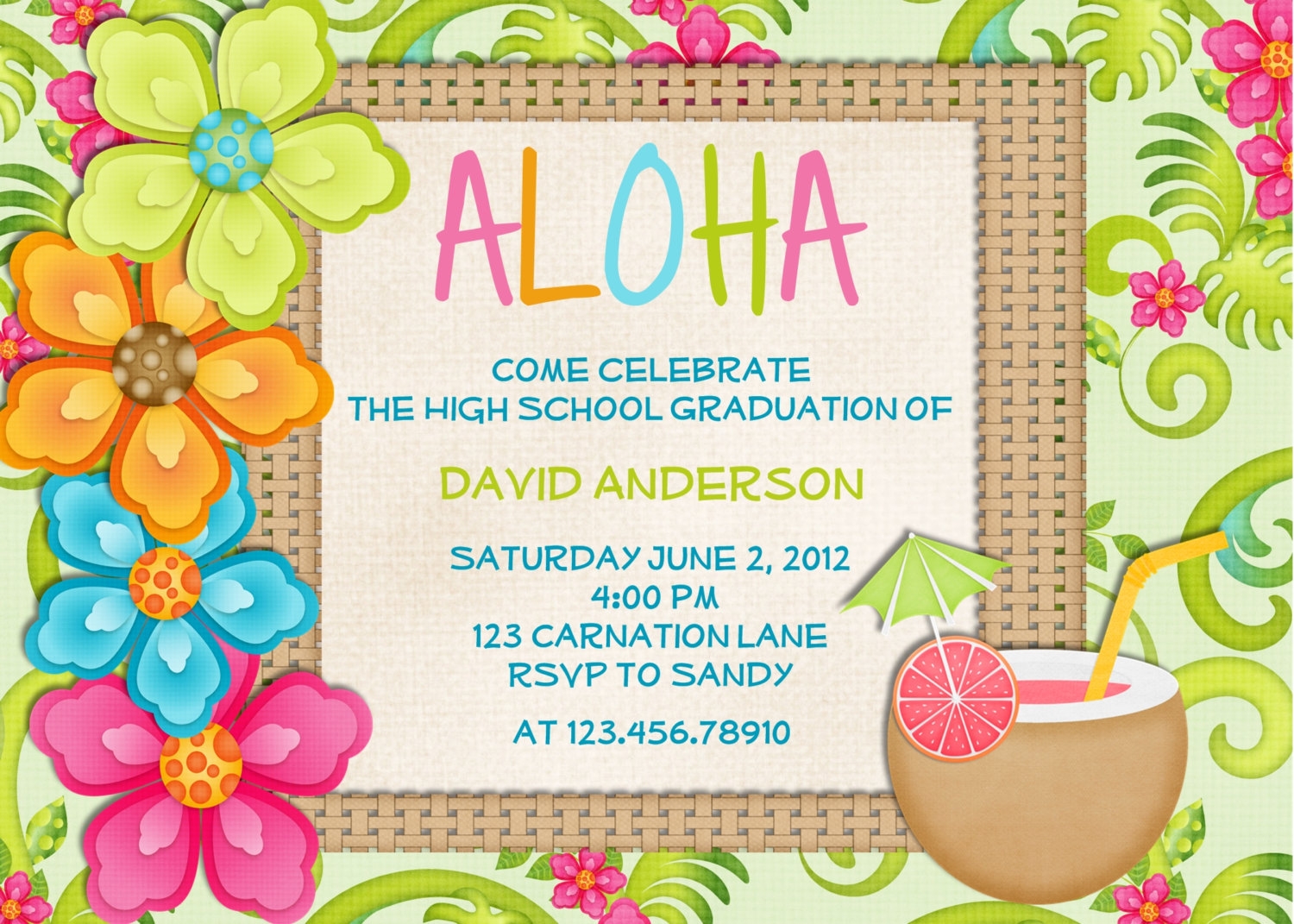 Hawaiian Luau Party Invitation Template