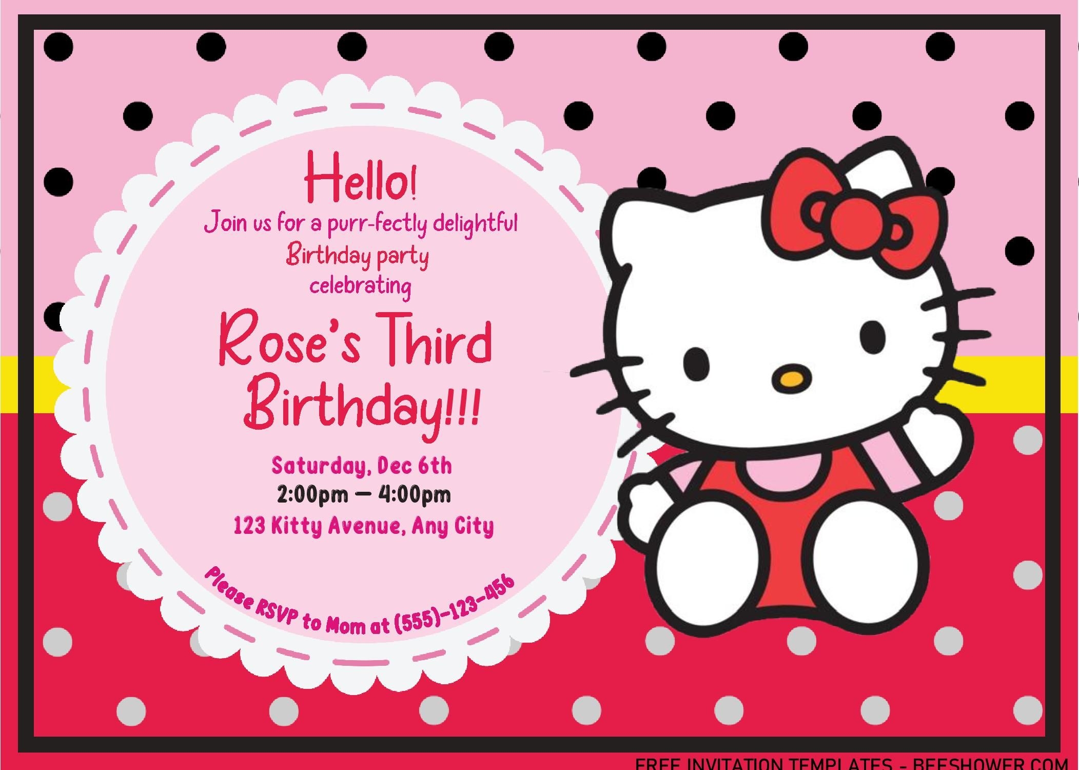 Editable Hello Kitty Invitation Templates Blank