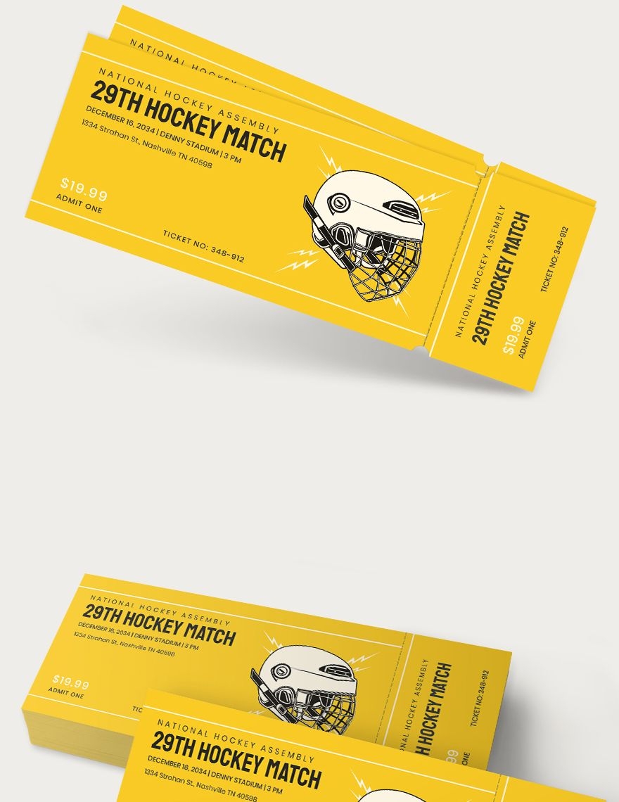 Hockey Ticket Template In Publisher Illustrator PSD Pages Word