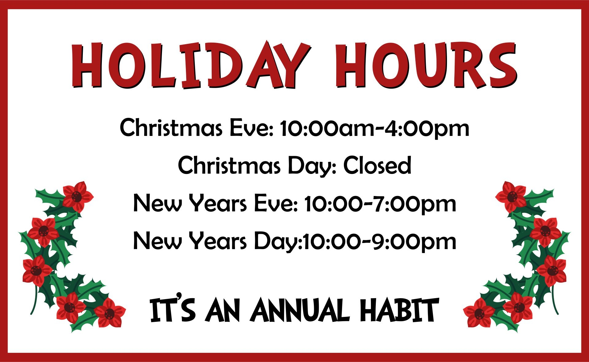 Holiday Store Hours 2024 Helen Kristen