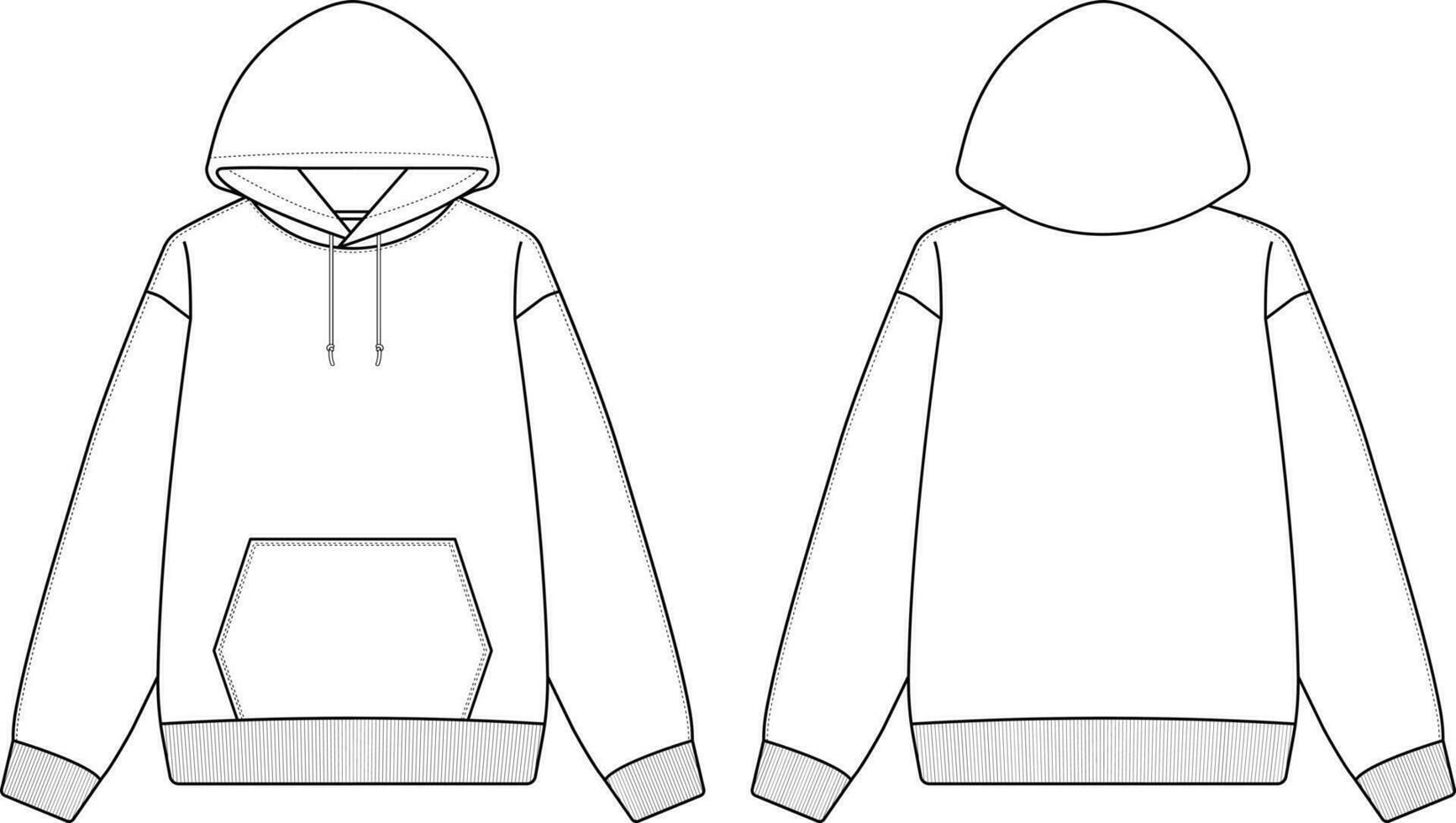 Hoodie Blank White Template Mock Up For Designer Vector Illustration