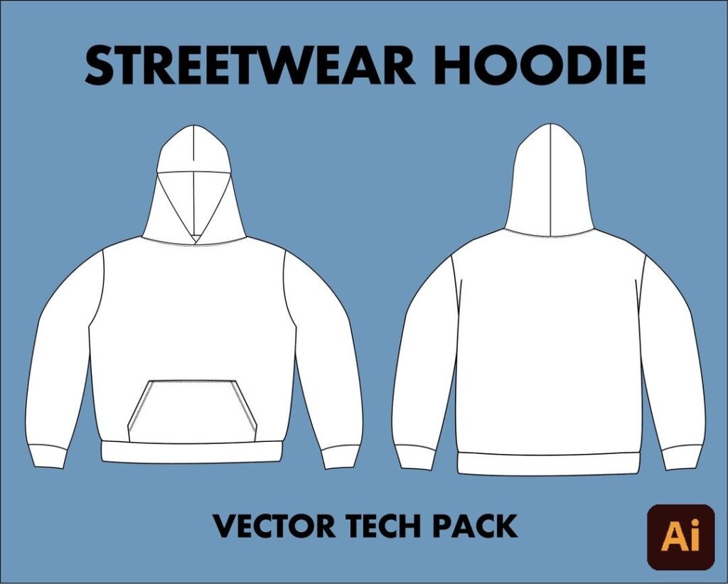 Hoodie Sweater Tech Pack Etsy Hoodie Vector Tech Pack Hoodie Drawing
