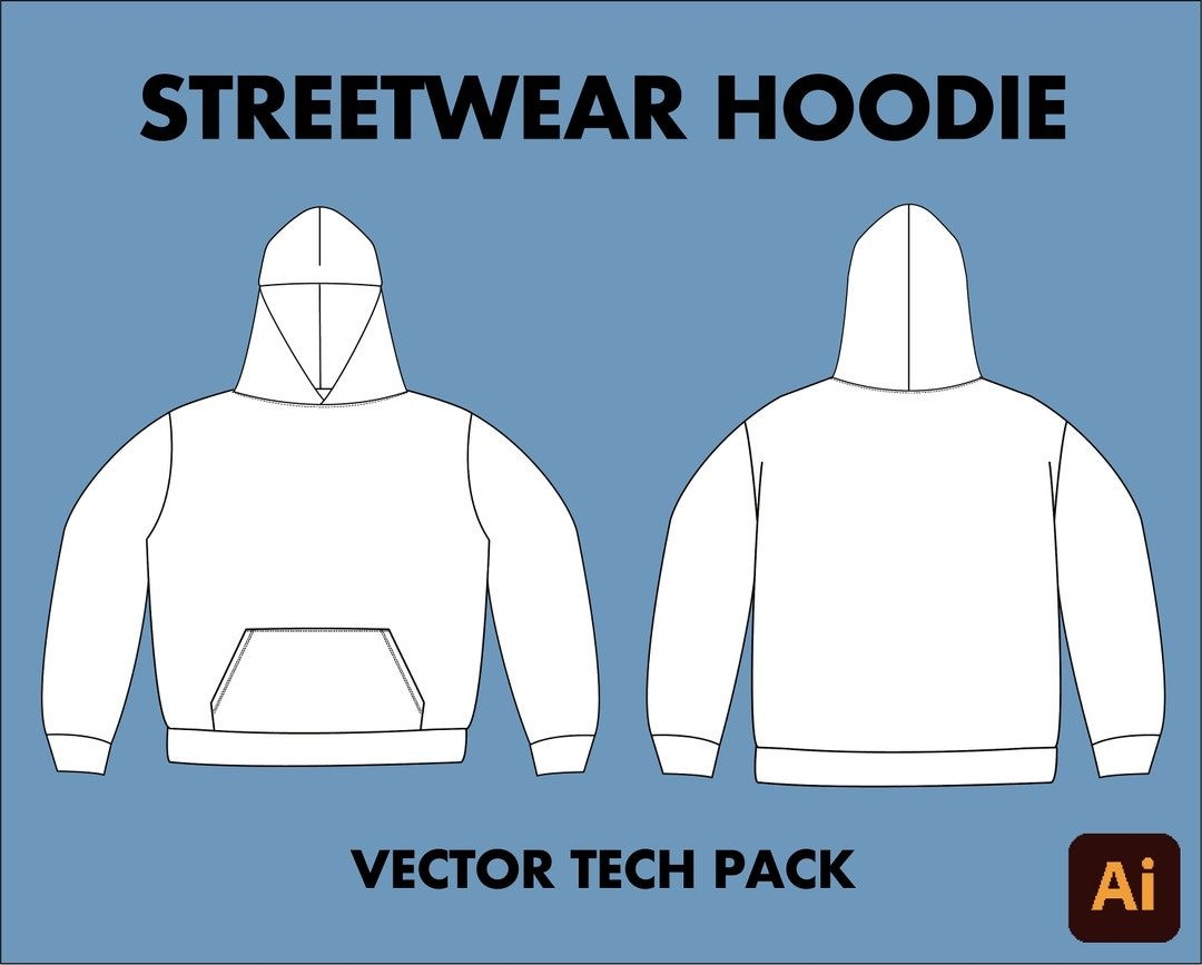 Hoodie Sweater Tech Pack Etsy Hoodie Vector Tech Pack Hoodie Drawing