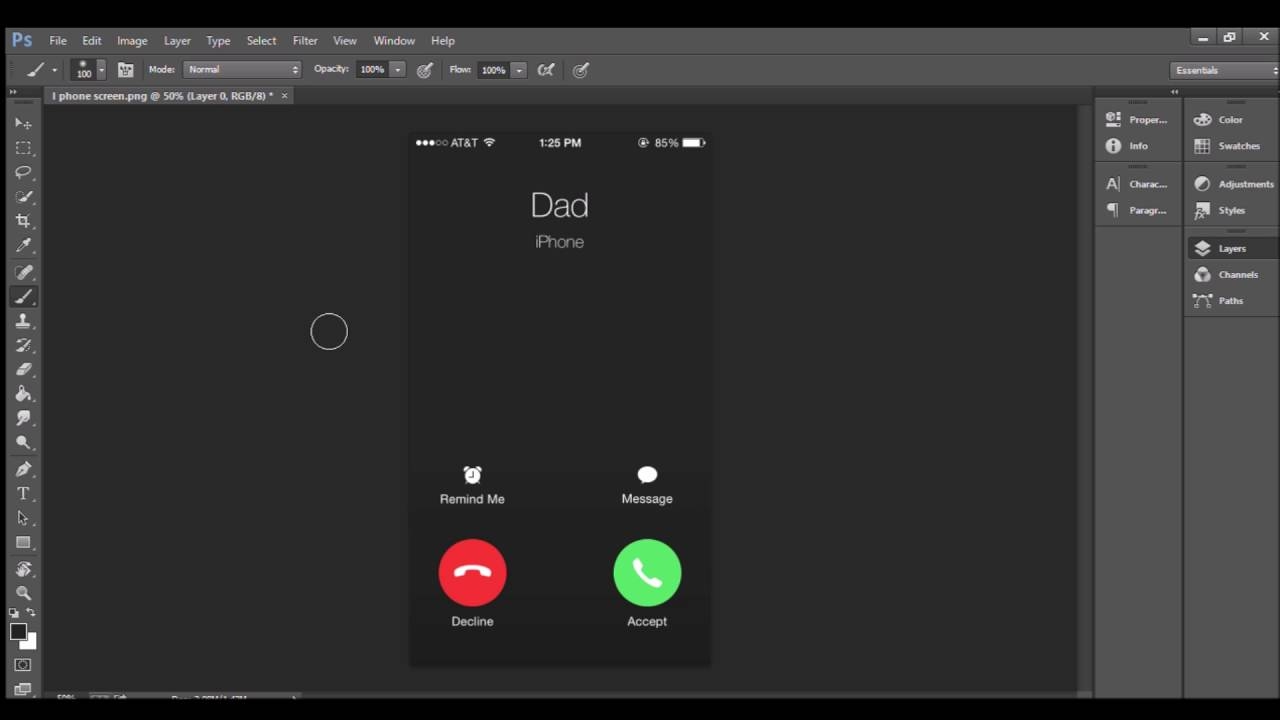 How To Create Iphone Incoming Screen Call In Adobe Photoshop YouTube
