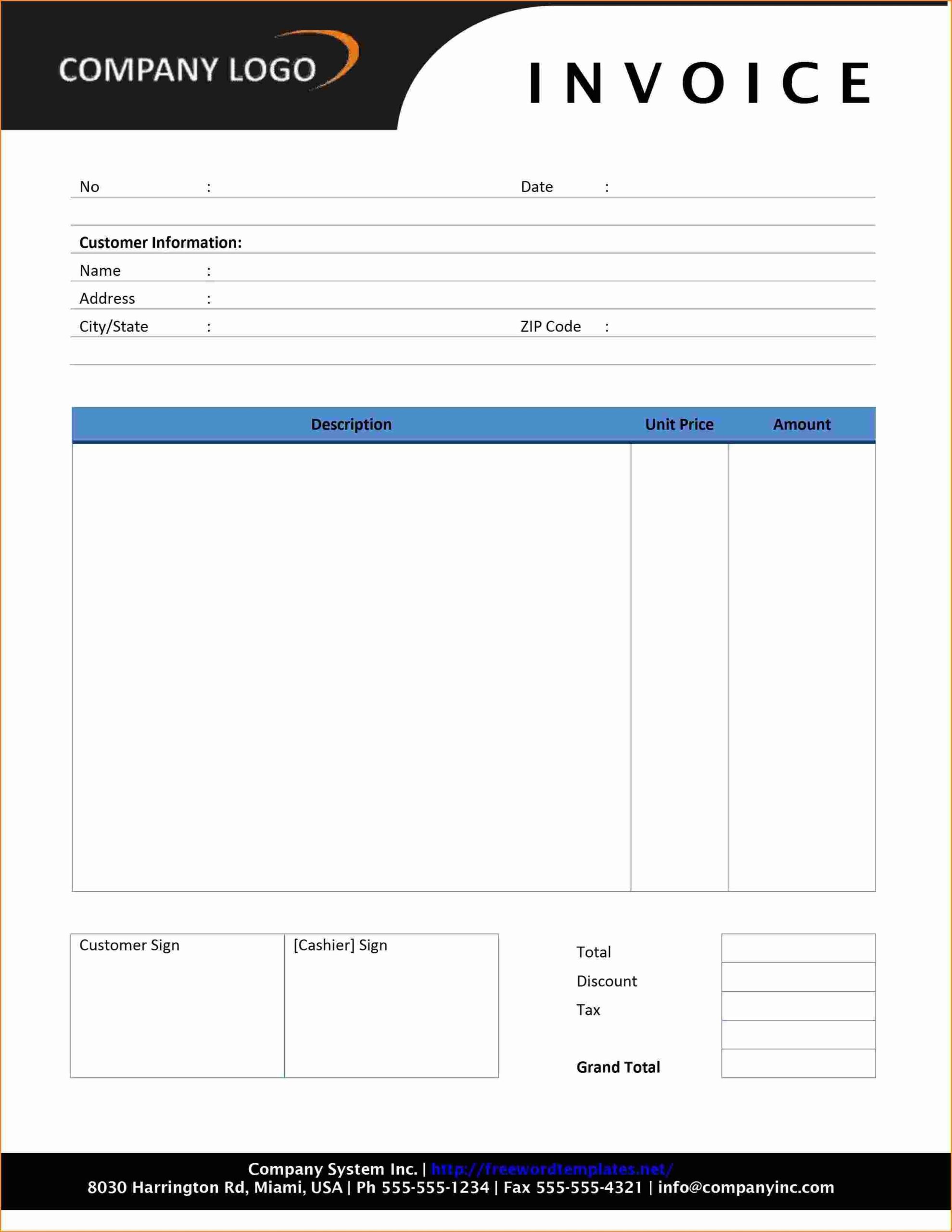 Blank Invoice Templates For Word