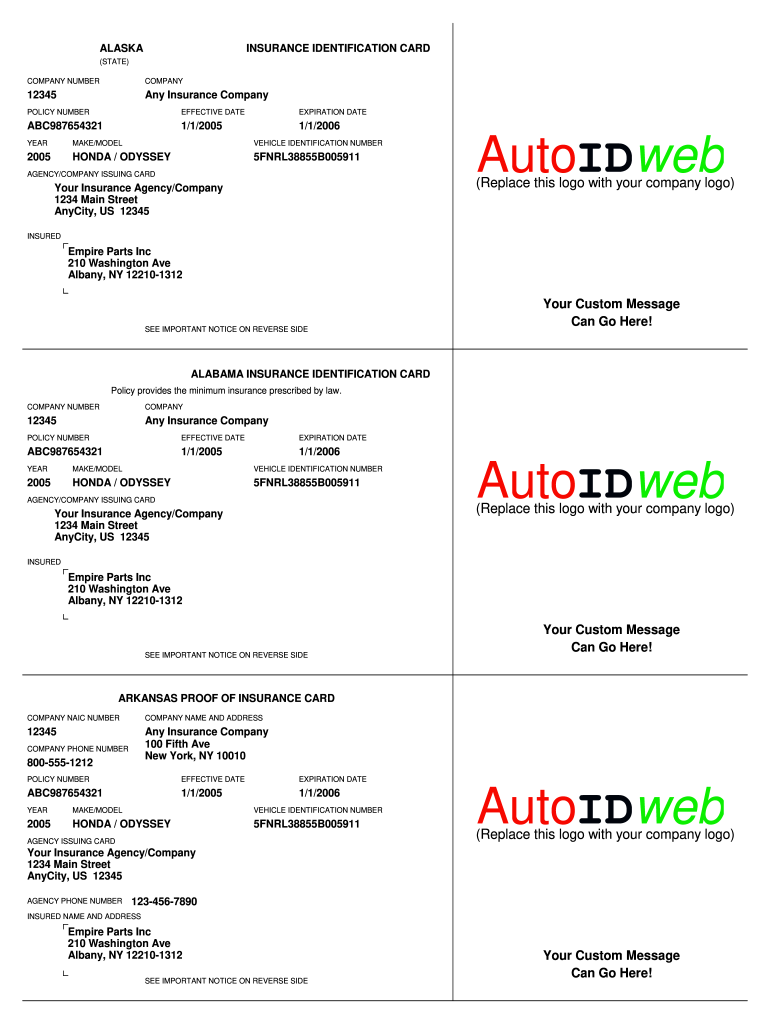 Insurance Card Template