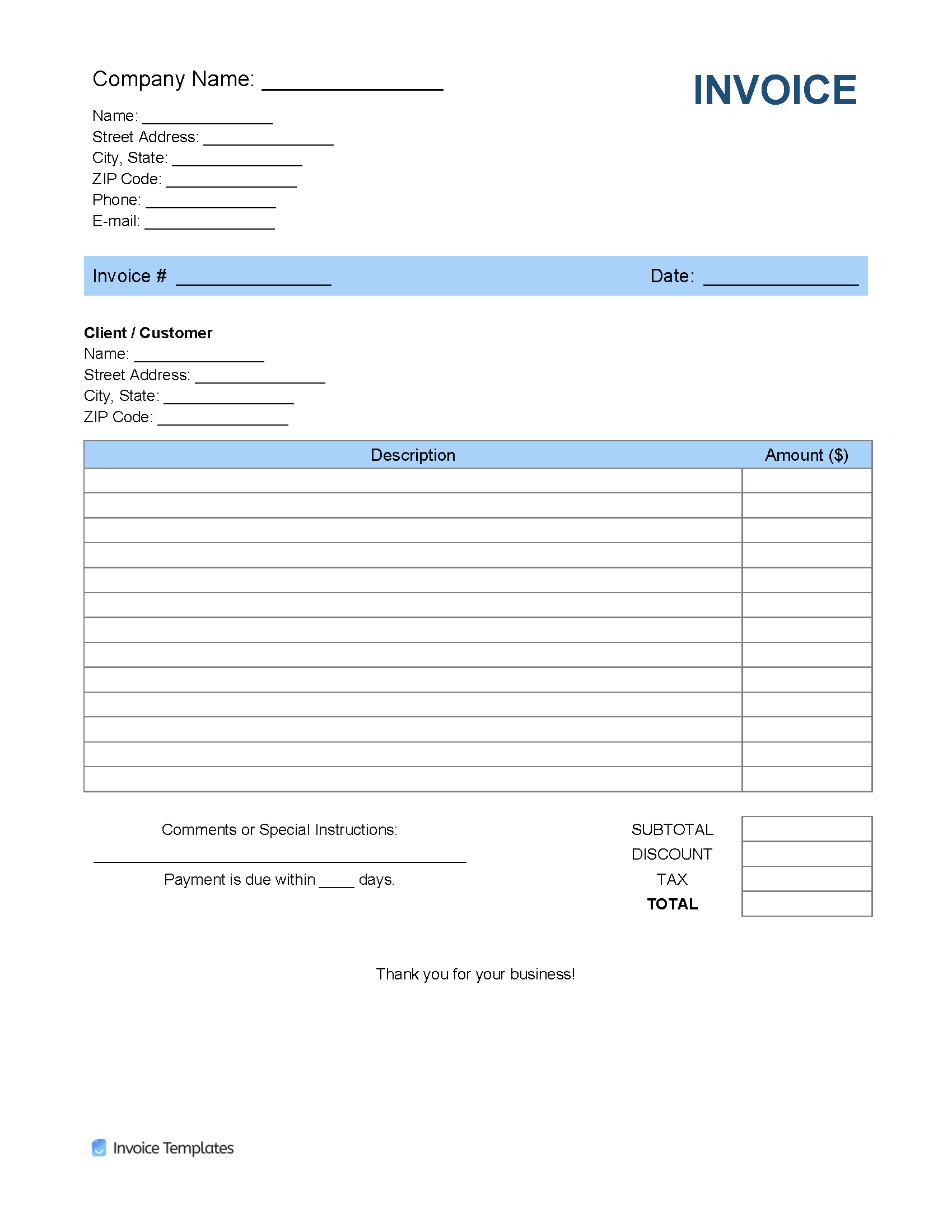Invoice Template Notion