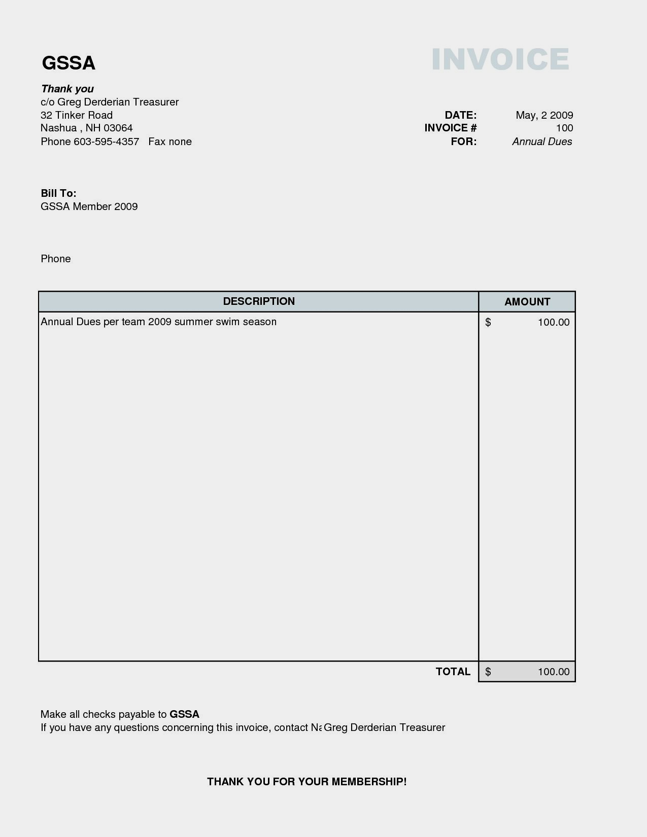 Invoice Template With Signature