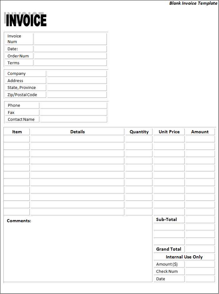 Invoice Templates Free Printable Sample MS Word Templates Resume