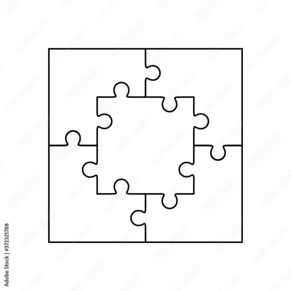 Jigsaw Puzzle Blank Simple Vector Of Five Pieces Stock Vector Adobe Stock