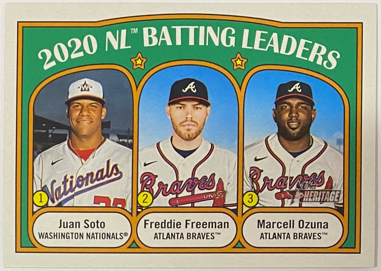 Juan Soto Freddie Freeman 2021 Topps Heritage National League Batting